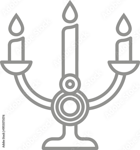 Simple vector illustration of a three-armed candelabra with lit candles, decorative design element