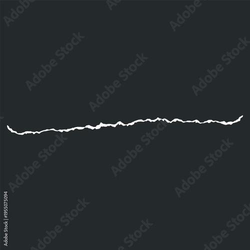 White paper strip torn edge, ripped line border, vector realistic torn sheet fragment side, ripped edge stroke frame