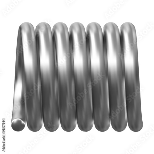 Metal spring, compressed silver coil, 3D vector realistic flexible spiral metal wire, steel springy coil for suspension