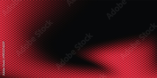 Deep red patterned background with tessellated diamond grid. Curved dark gradient wave overlay, glossy 3D surface, modern digital style