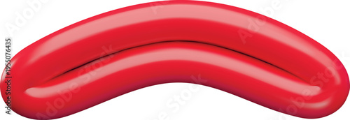 A 3D mouth with red, closed lips in an arched shape, expressing sadness and disappointment.
