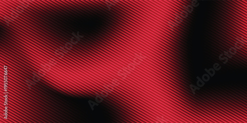 Red and black geometric background with small diamond relief texture. Flowing shadow wave, minimal modern tech backdrop