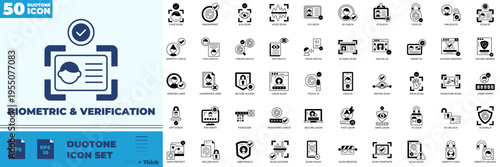 Biometric And Verification Duotone Editable Icons set
