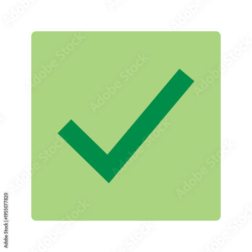 Green Check Mark Icon: Rounded Square Tick for Approval, Success and Completion. UI Design Element for Verification, Task Management, Positive Result and Correct Choice. Minimalist Flat Web Vector.