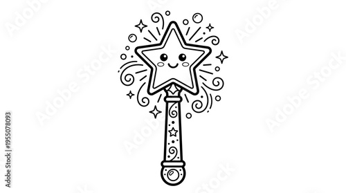 Smiling star shaped magic wand toy.
