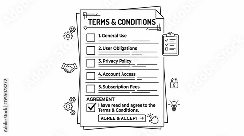 Terms and Conditions Agreement - Digital Contract with Checkbox and Accept Button