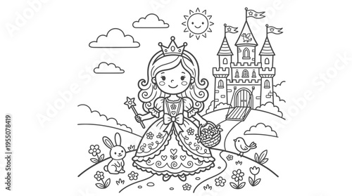 Little girl princess wearing crown dress.