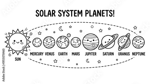 Solar System Planets Sun Illustration.