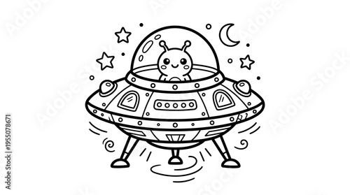Cat Sitting in a UFO Spaceship.