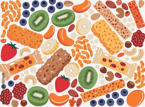 Healthy Snacks Assortment Vector Illustration