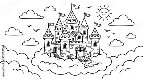 Fantasy Castle Tower Architecture Structure.