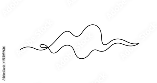 Continuous Line Drawing Minimalist Abstract Wave, Smoke, or Wind Flow Design Element