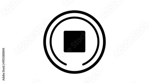 Black square in circle symbol icon.