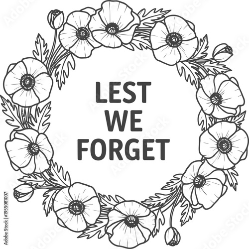 Ve day tribute lest we forget wreath illustration