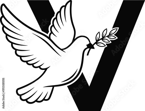 Victory in europe day celebration symbol ve day dove of peace