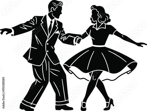 Victory in europe day vintage dance illustration ve day celebrations