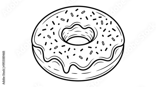 Donut with white frosting and sprinkles.