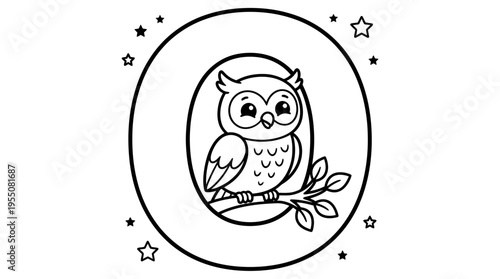 Owl sitting on a branch.