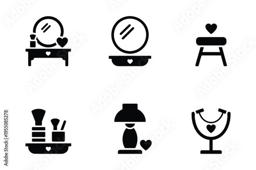 Vanity and beauty items icons vector