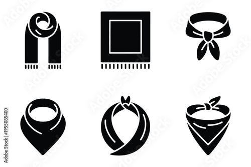 Neckwear icons: scarf, bandana, necklace, neck gaiter, bow tie