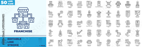 Franchise Line Editable Icons set
