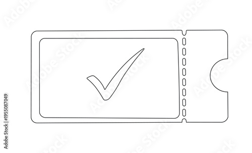 Ticket icon with a check mark symbol, vector illustration