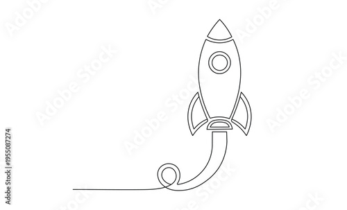 Continuous line drawing of a rocket ship rocket icon space exploration concept vector illustration