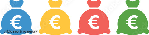 Euro Money Bags in Different Colors illustration