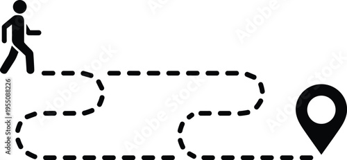 Person walking on a dotted path to a location pin icon