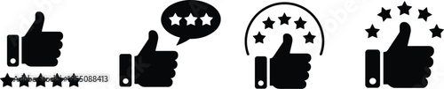 Thumbs Up Icons with Star Ratings illustration