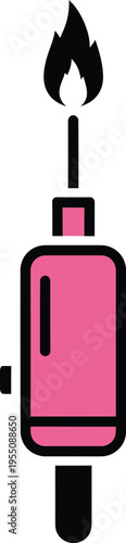 Minimalist pink and black silhouette icon of an industrial gas torch or welding tool with a flame for professional metalwork fabrication and manufacturing concepts welder silhouette AI Generative
