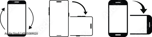 Rotate smartphone icon set. Rotate smartphone icon. Device rotation symbol. Rotate Mobile phone. Turn your device sign
