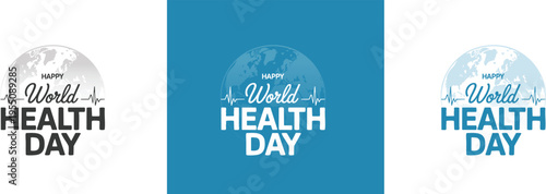 Logo typo for World health day and medical stethoscope with health care advertising and Promotional advertisement for medical hospital or clinics.