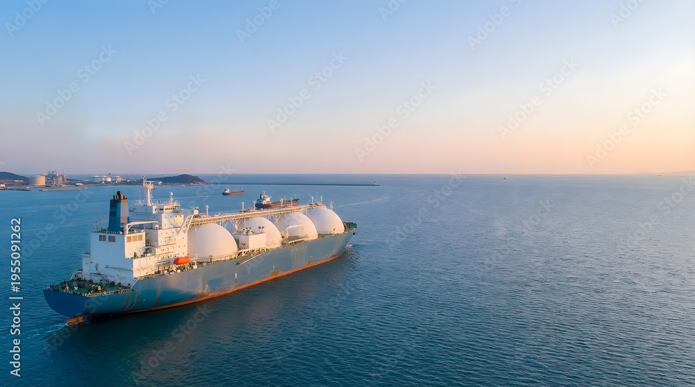 Fototapeta premium Large cargo ship sailing on open sea with containers