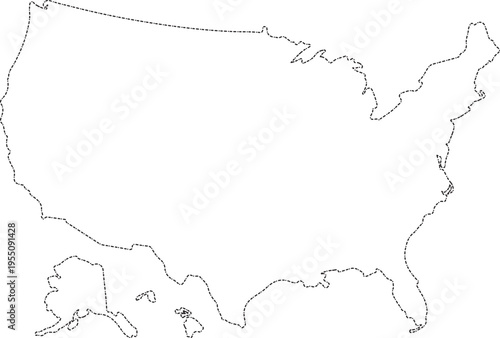 Black silhouette map of the united states of america