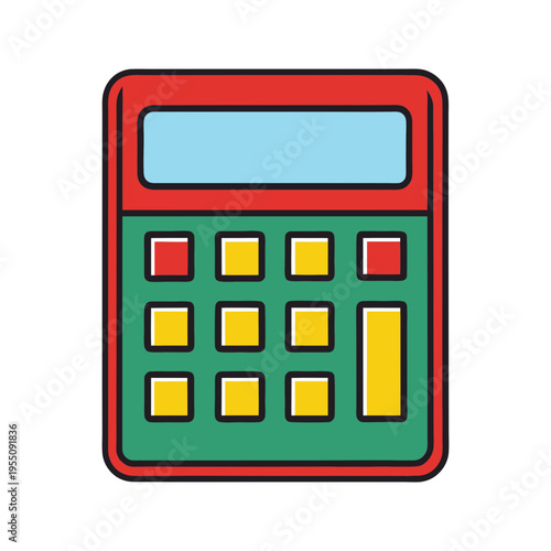 Colorful calculator illustration for math calculations accounting and financial analysis tool