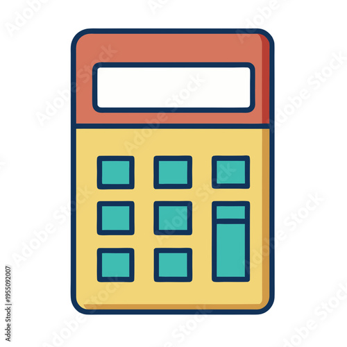 Colorful calculator icon for financial calculations accounting math and office equipment use vector illustration