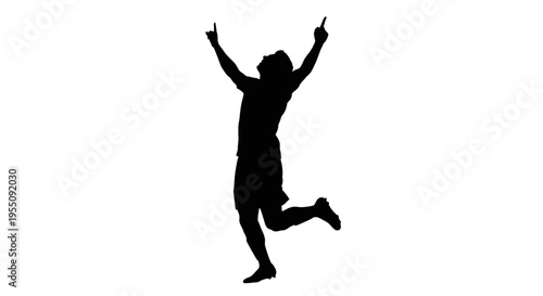 Silhouette of a Soccer Player Celebrating a Goal