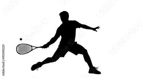Silhouette of a Male Tennis Player Hitting a Ball
