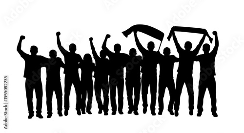 Group of Cheering Sports Fans Silhouette
