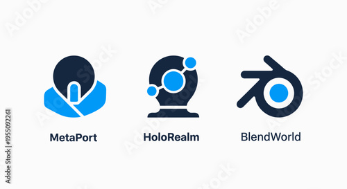 Icons representing metaverse platforms, virtual reality, and digital world building technologies for immersive online experiences