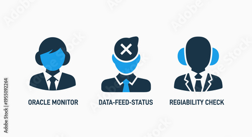 User status icons: monitoring, data feed, and reliability check for system management and it