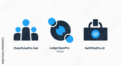 Blockchain and finance icons: group of people, network nodes, and secure wallet. concepts for decentralized systems, crypto, and digital asset management