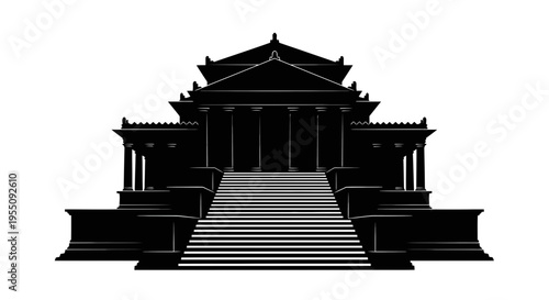 Black and White Silhouette of a Neoclassical Government Building