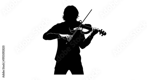 Silhouette of a Musician Playing Violin