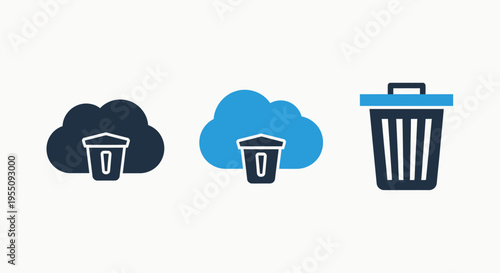 Cloud delete icons: data removal, cloud storage management, and file deletion concepts for digital security and information management