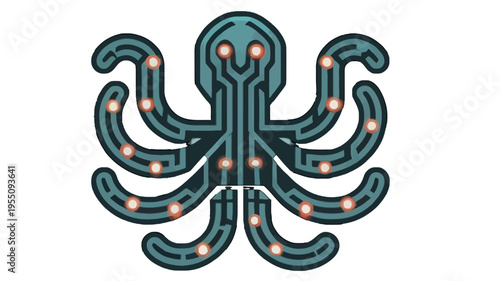 Colorful Octopus with Glowing Lights.