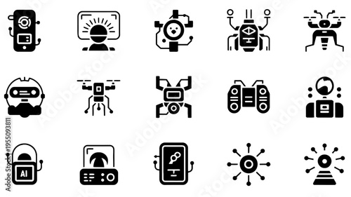 Collection of robot and technology icons.