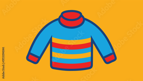 Vector art of a stylish blue striped sweater with red accents, offering a trendy and comfortable look, ideal for casual outings and everyday wear