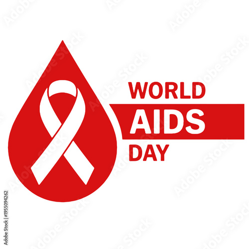 World AIDS Day awareness red ribbon.